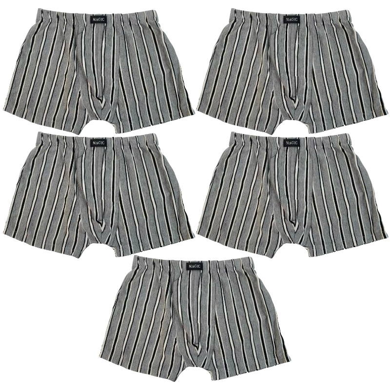 5 Pack Pure Cotton Striped Mens Trunks