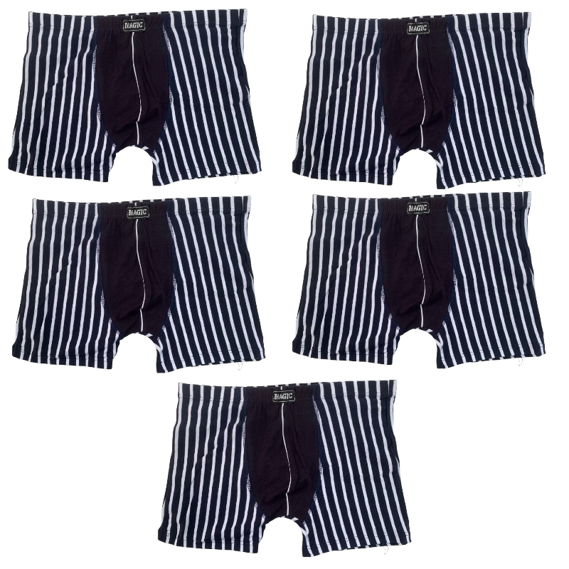 5 Pack Pure Cotton Striped Mens Trunks