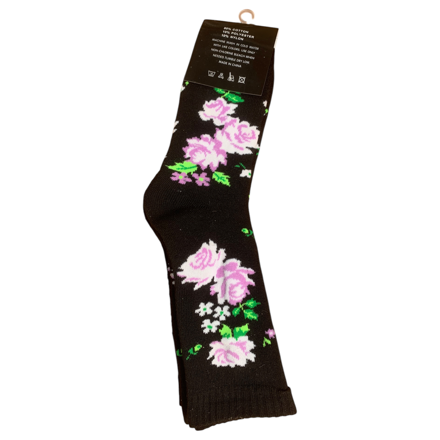 Ladies Fashion Socks Rose Pattern 2 Pair Pack