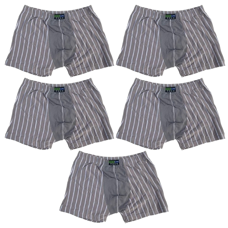 5 Pack Pure Cotton Striped Mens Trunks