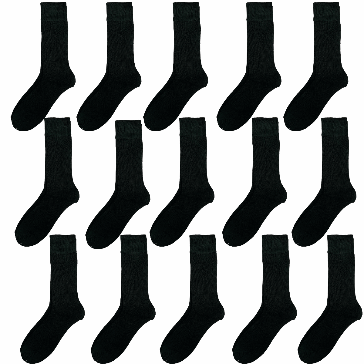 15 Pack Loose Top Wool Socks Bundle - Black - Sox Magic