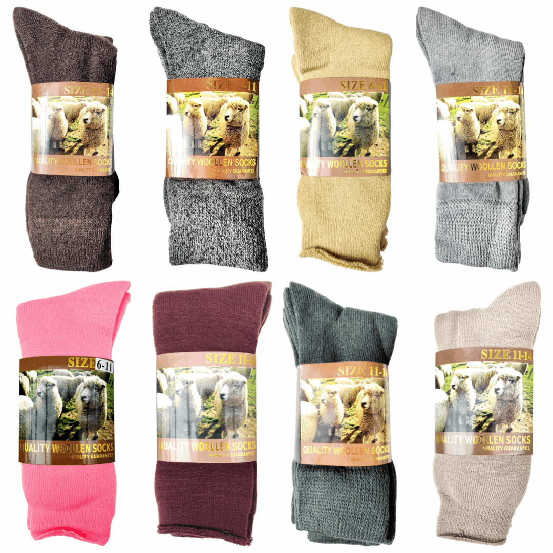 3 Pack Wool Socks - Assorted Colours - Sox Magic