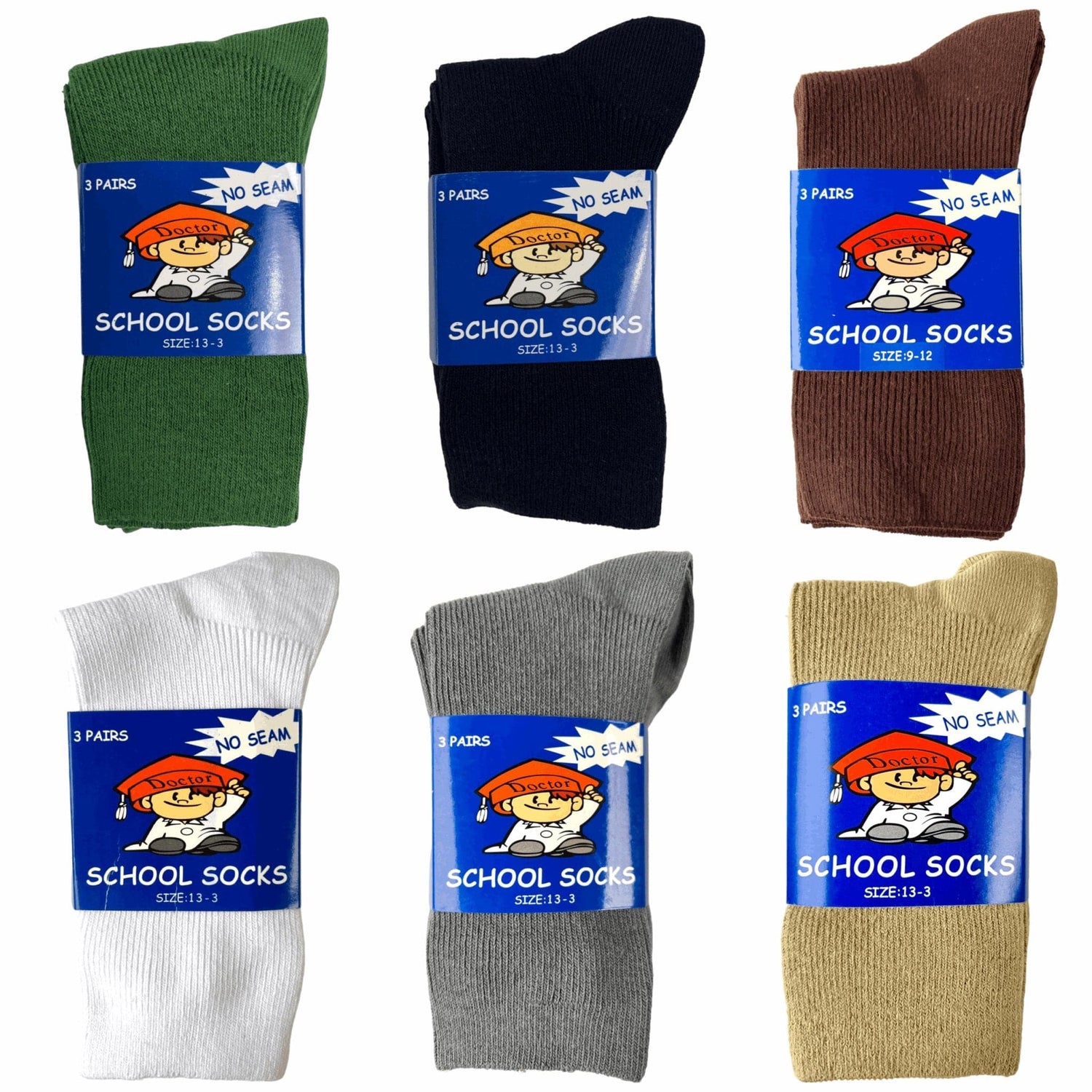 3 Pack Kids No Seam School Socks - Sox Magic