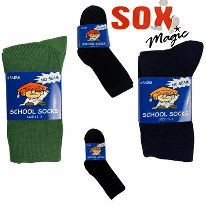 3 Pack Kids No Seam School Socks - Sox Magic