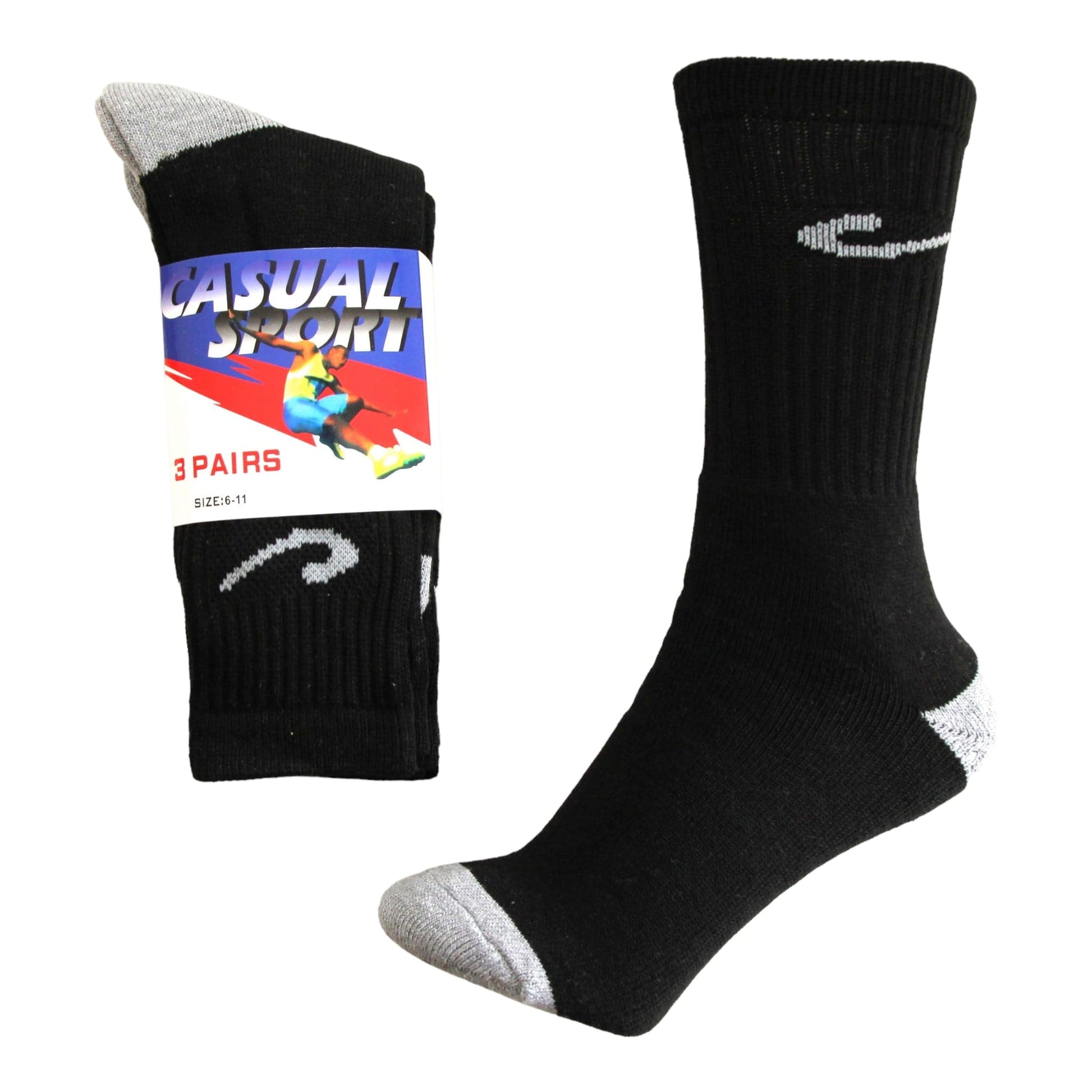 3 Pack Pure Cotton Casual Sport Crew Socks - Sox Magic