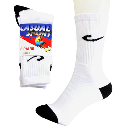 3 Pack Pure Cotton Casual Sport Crew Socks - Sox Magic