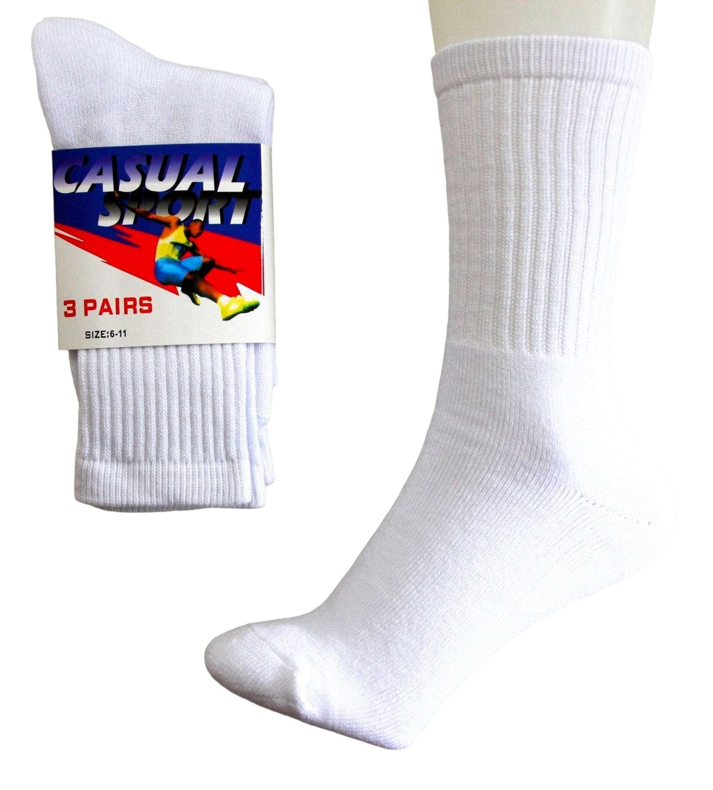 3 Pack Pure Cotton Casual Sport Crew Socks - Sox Magic