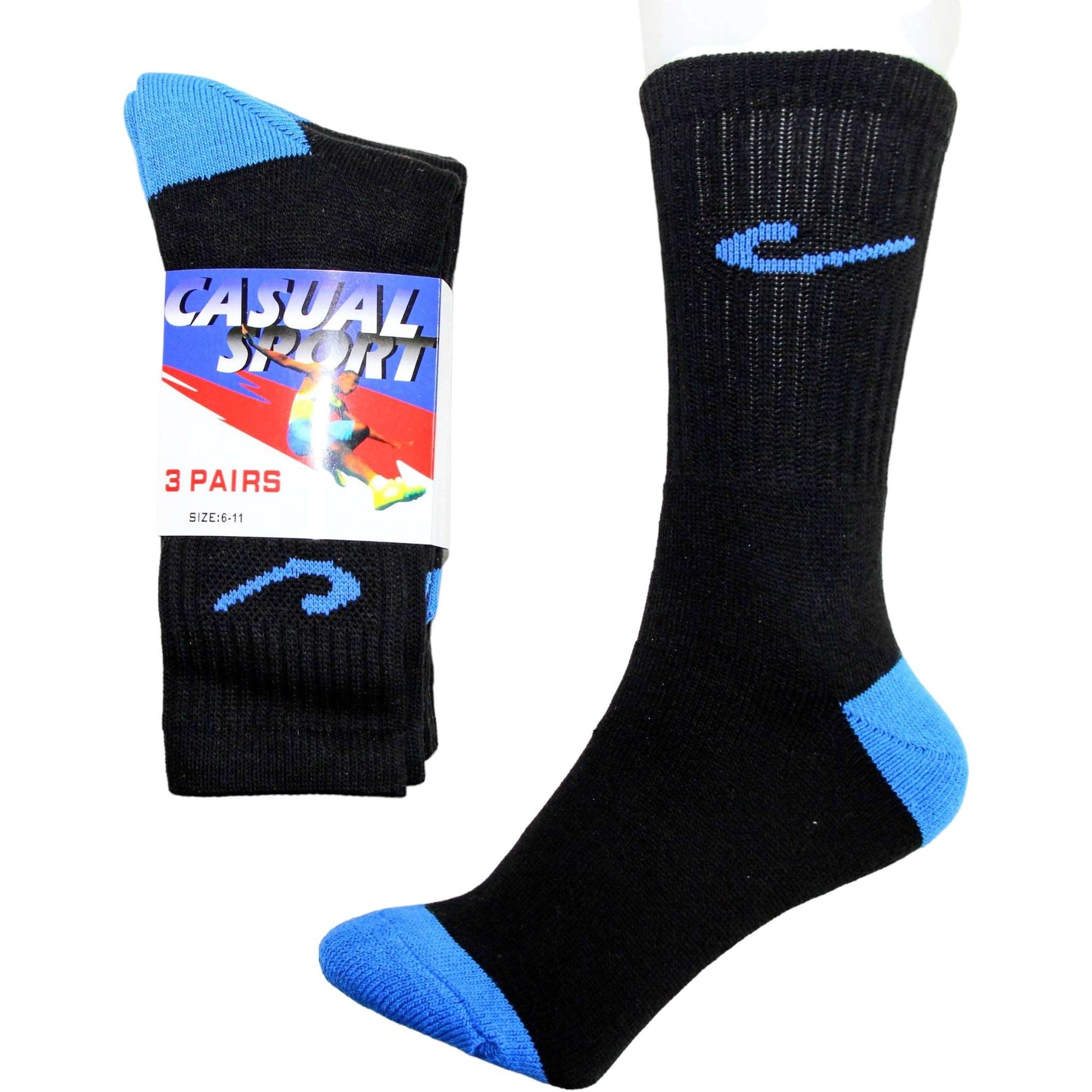 3 Pack Pure Cotton Casual Sport Crew Socks - Sox Magic