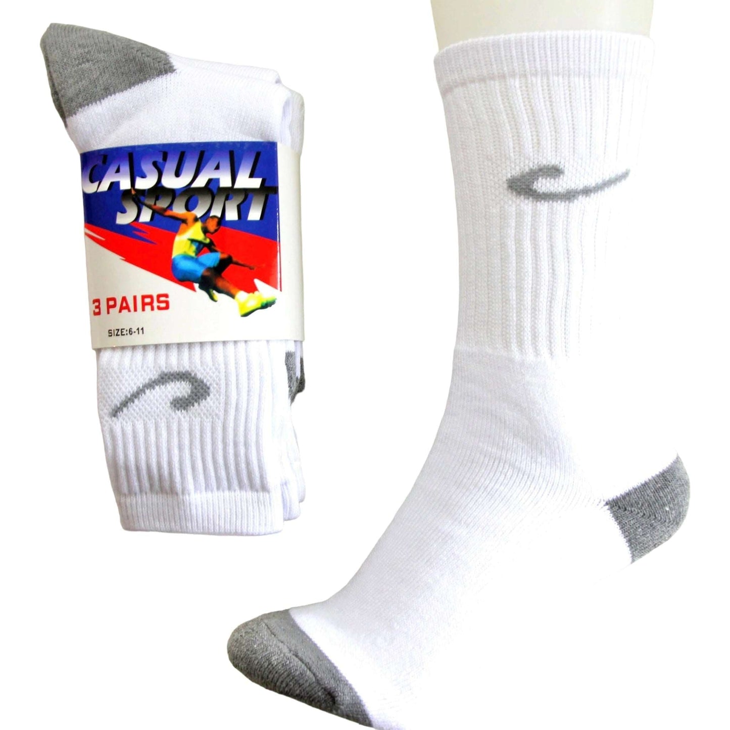 3 Pack Pure Cotton Casual Sport Crew Socks - Sox Magic