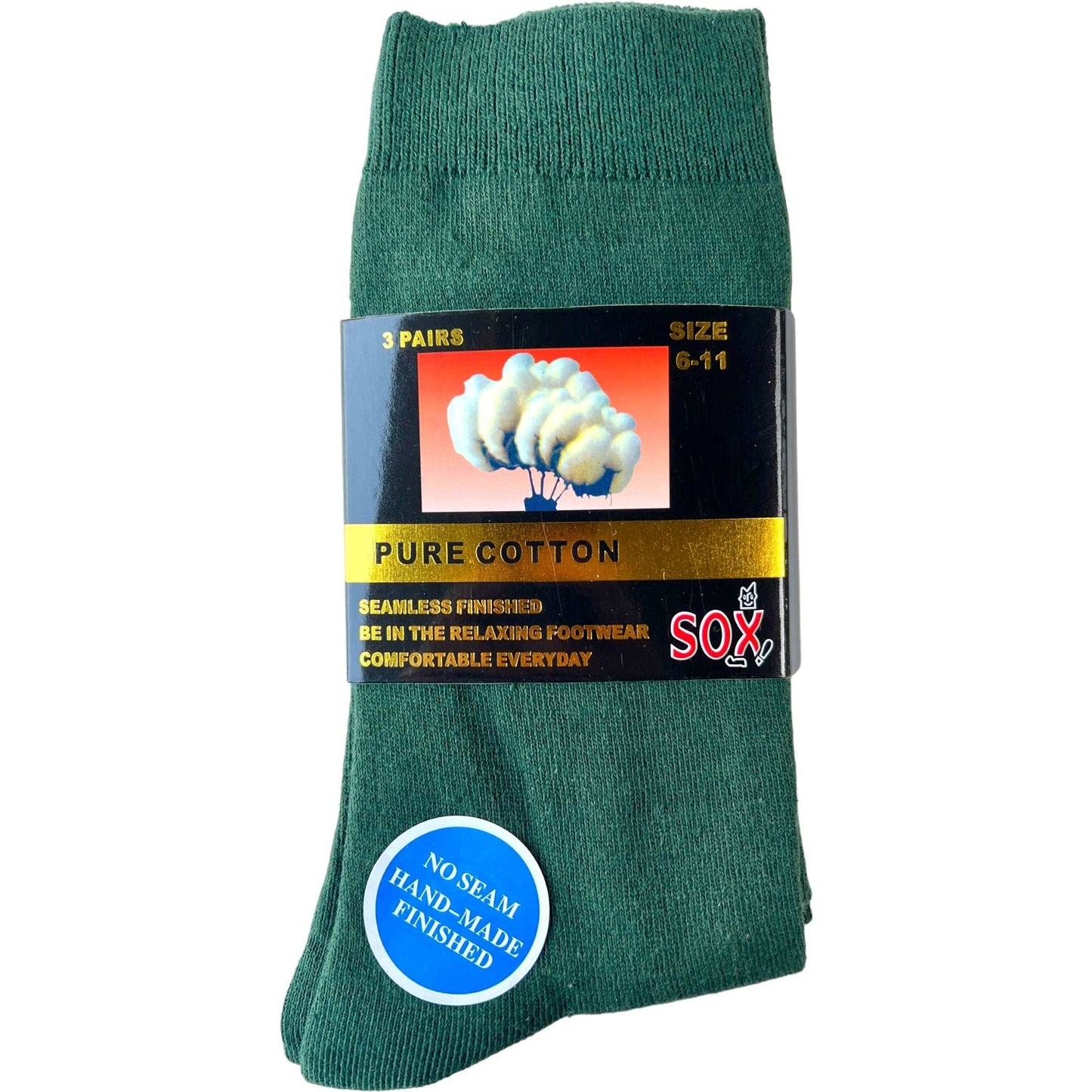 3 Pack Pure Cotton No Seam Socks - Sox Magic