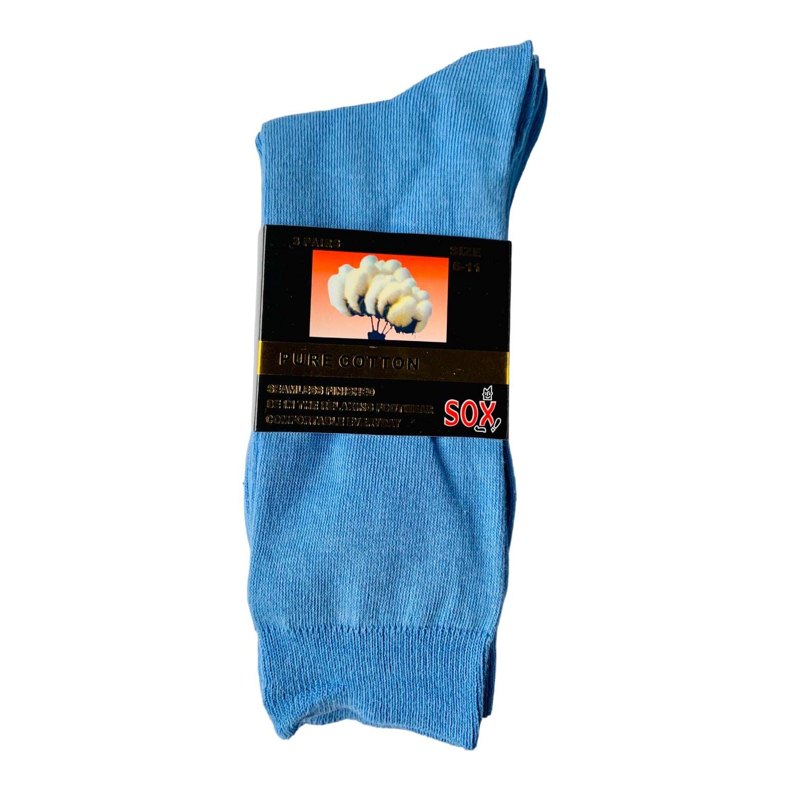 3 Pack Pure Cotton No Seam Socks - Sox Magic