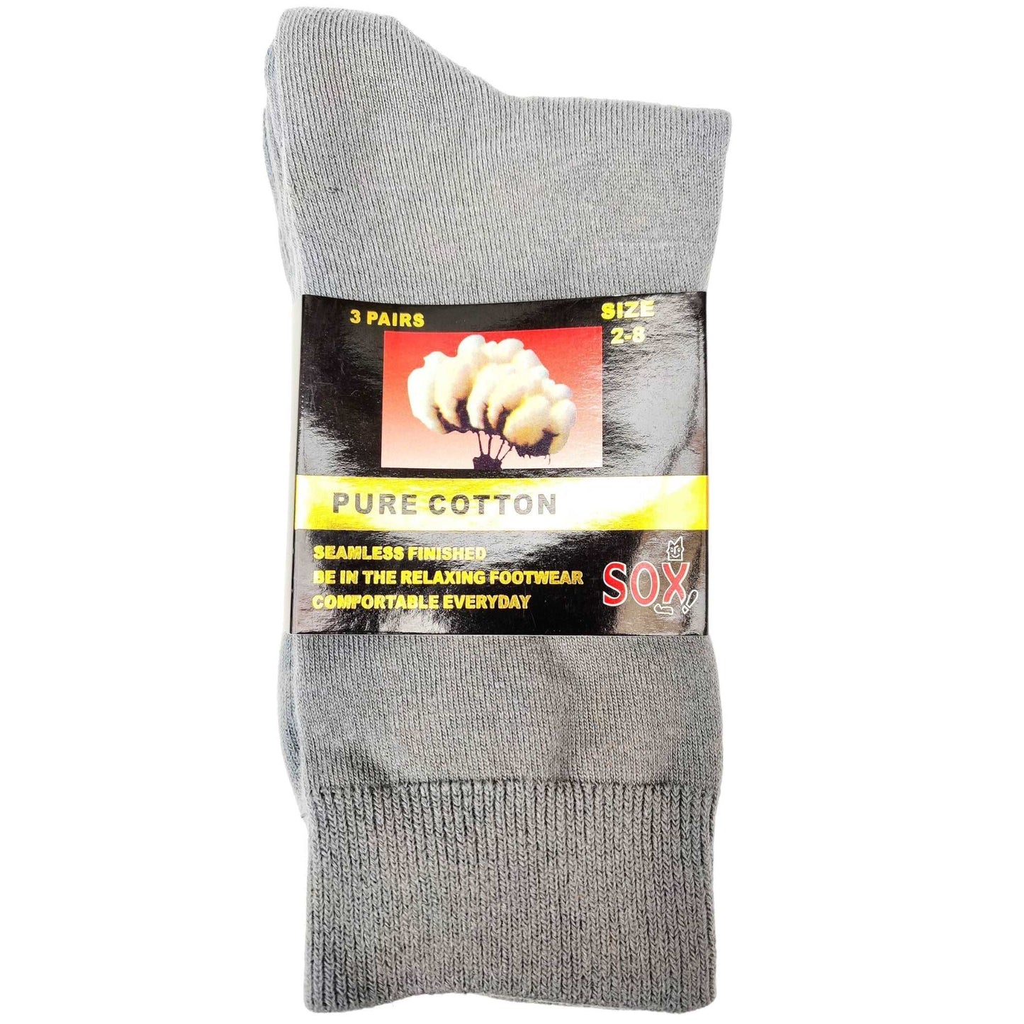 3 Pack Pure Cotton No Seam Socks - Sox Magic