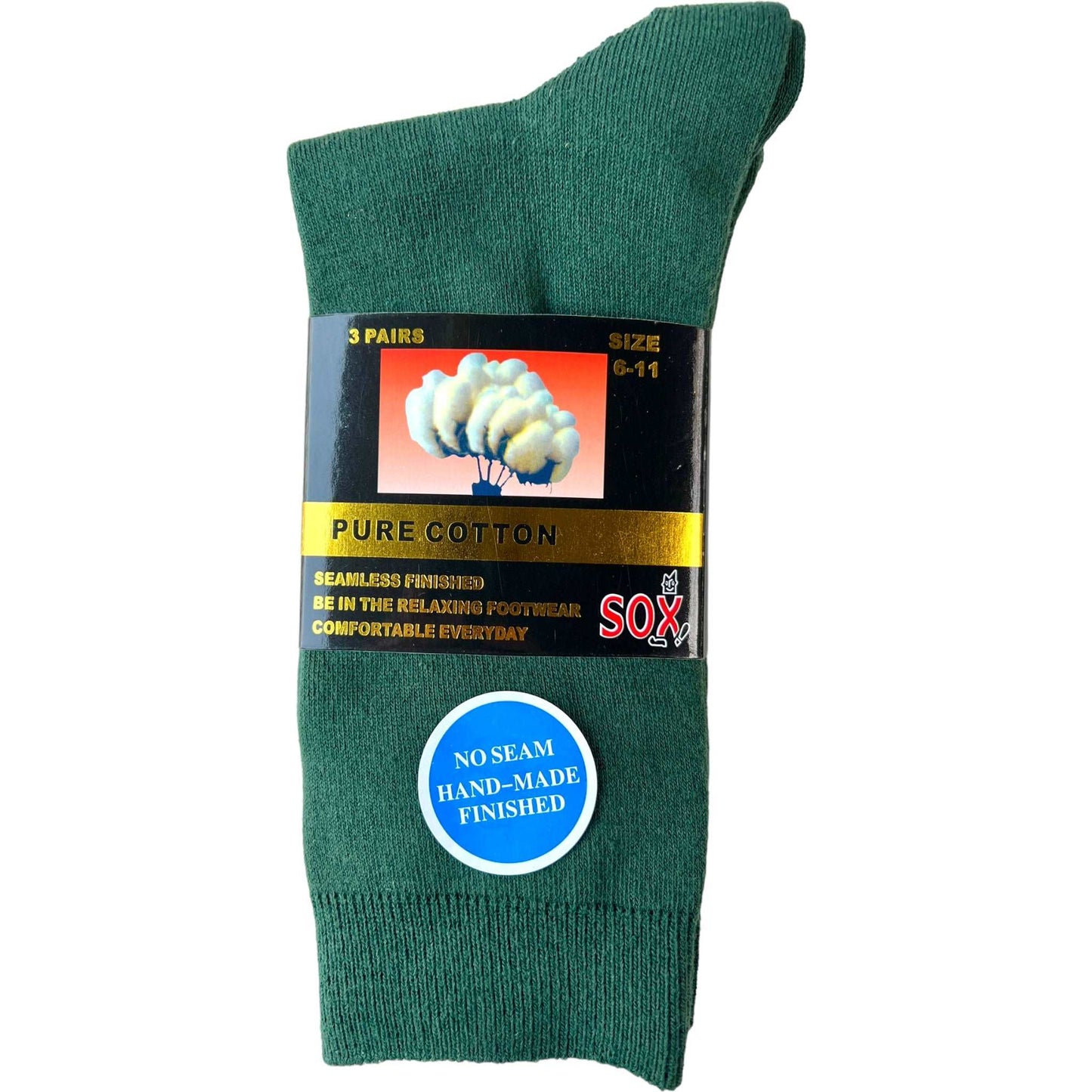 3 Pack Pure Cotton No Seam Socks - Sox Magic