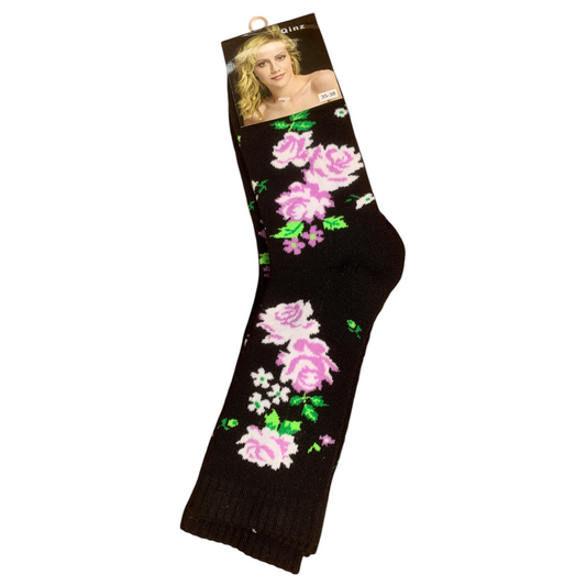 Lady fashion socks. Rose pattern. 2 pairs in a pack.