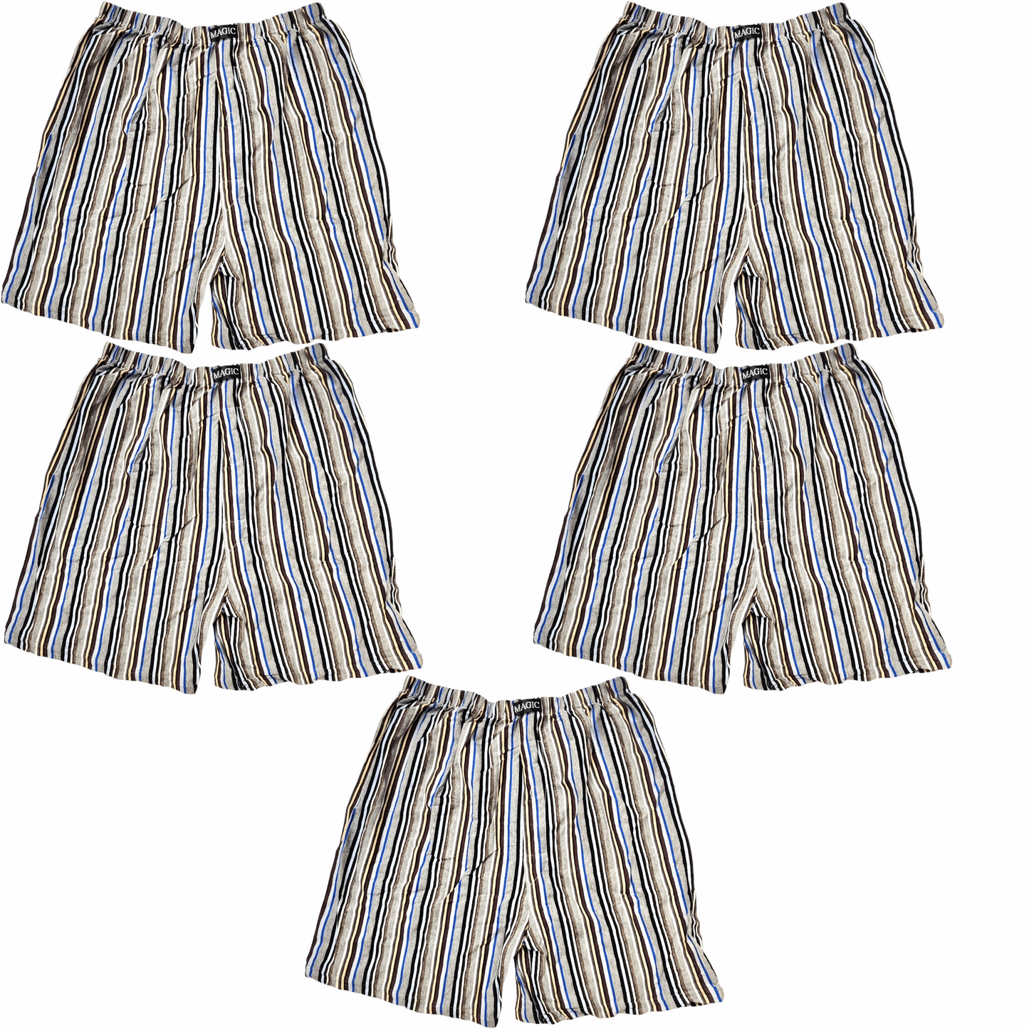 5 Pack 100% Pure Cotton Striped Mens Boxers