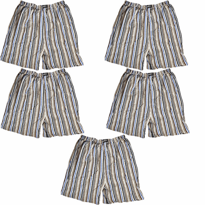 5 Pack 100% Pure Cotton Striped Mens Boxers