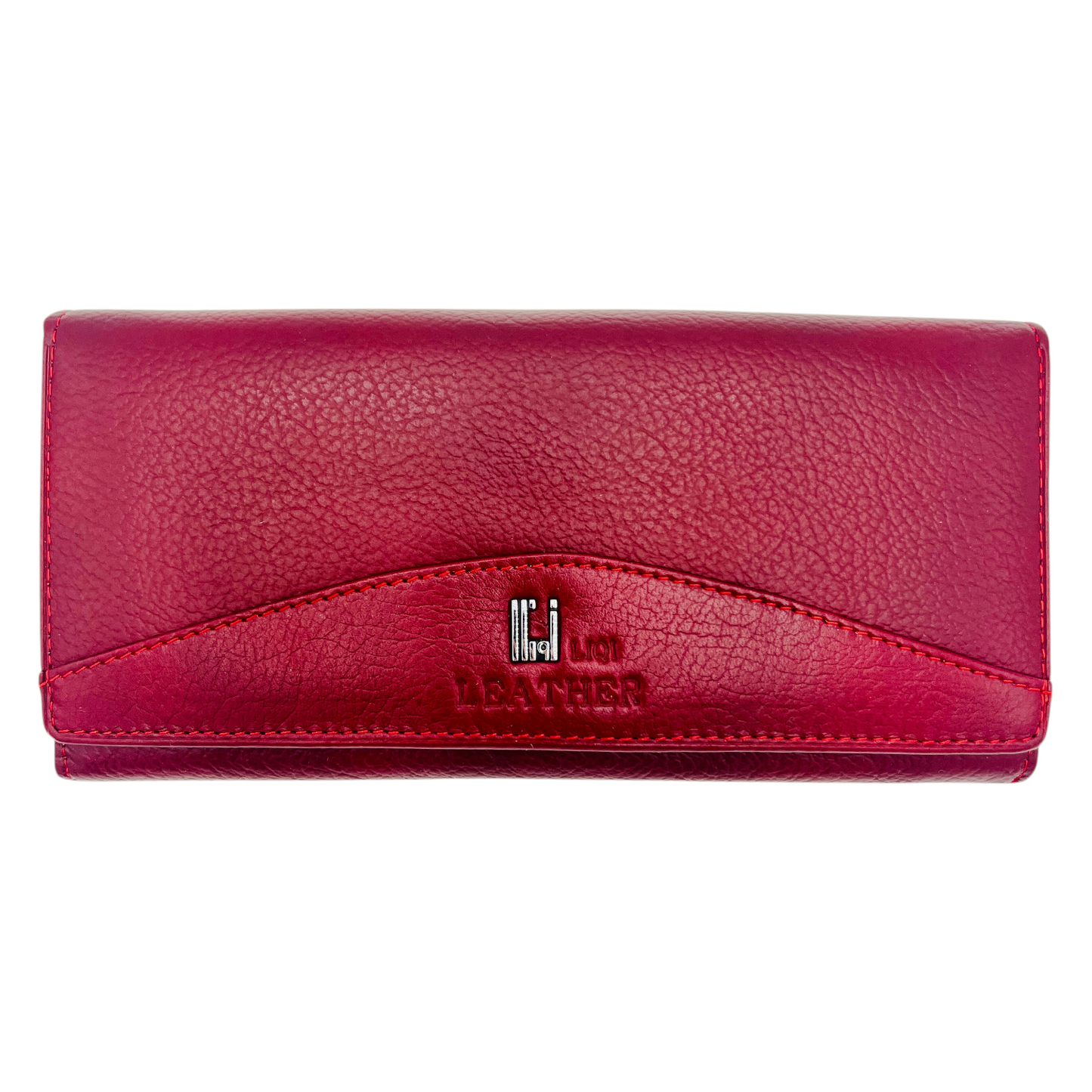 Ladies Luxury RFID Blocking Large Cowhide Leather Purse - Red Wallet