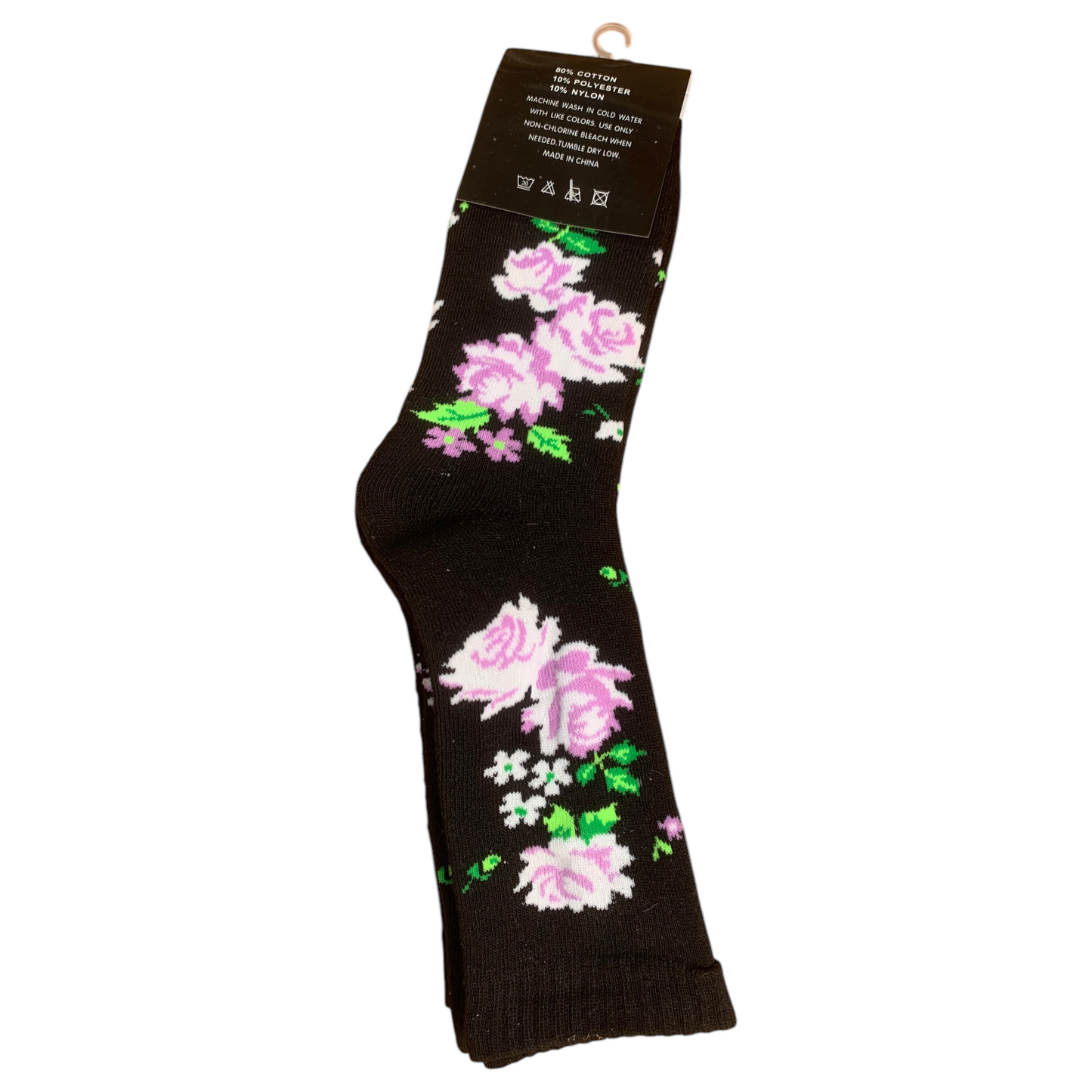 Lady fashion socks. Rose pattern. 2 pairs in a pack.