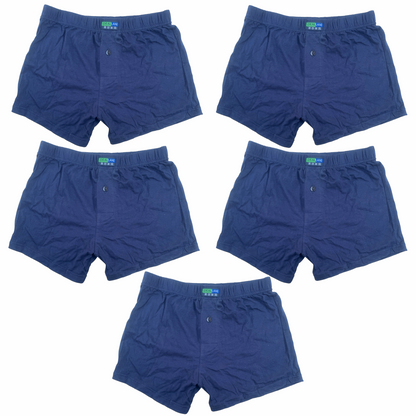 5 Pack Plain Pure Cotton Mens Flyfront Boxers Underwear