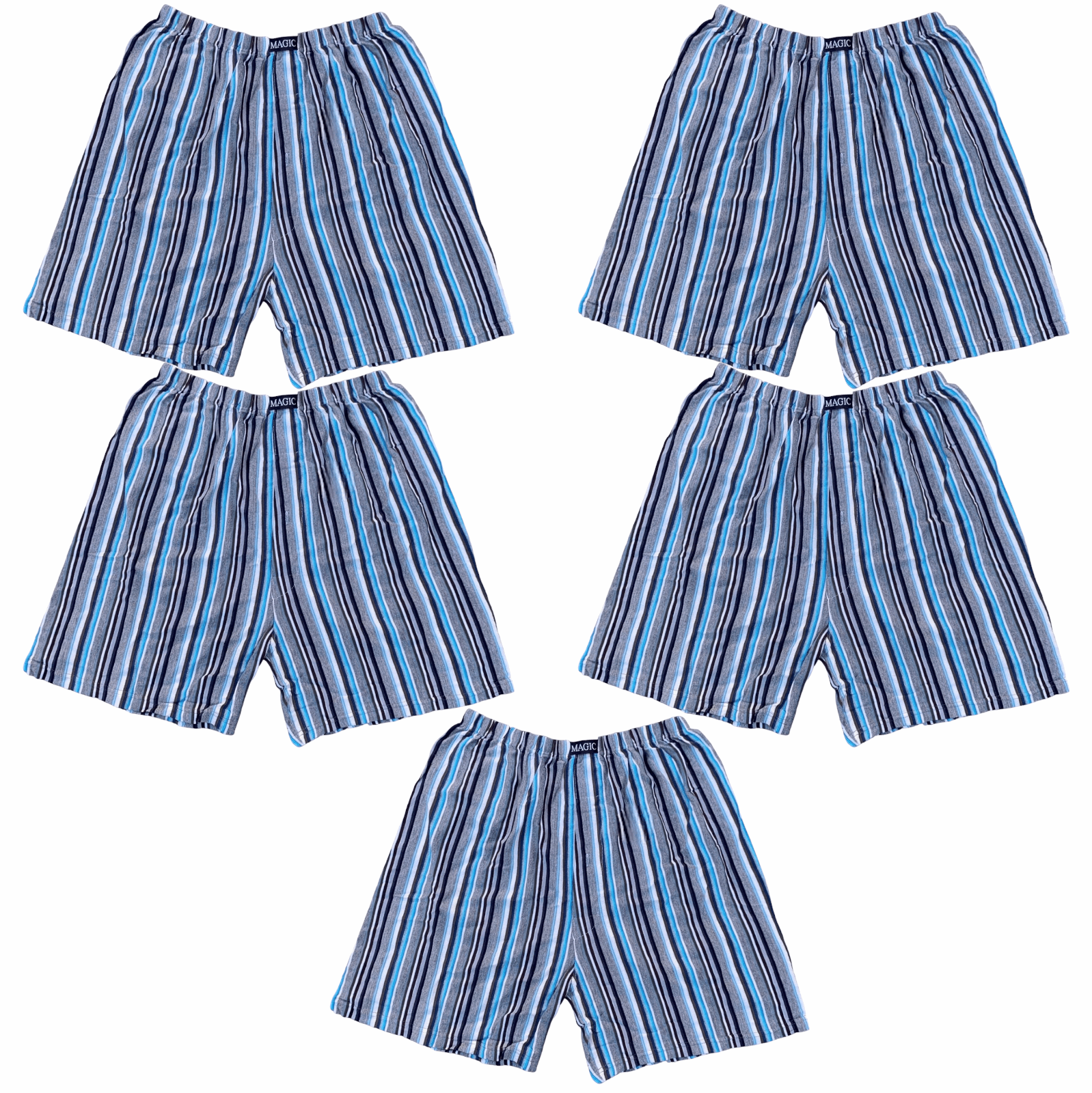 5 Pack 100% Pure Cotton Striped Mens Boxers