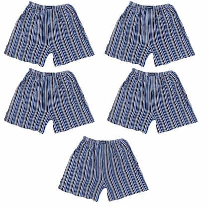 5 Pack 100% Pure Cotton Striped Mens Boxers