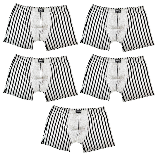 5 Pack Pure Cotton Striped Mens Trunks