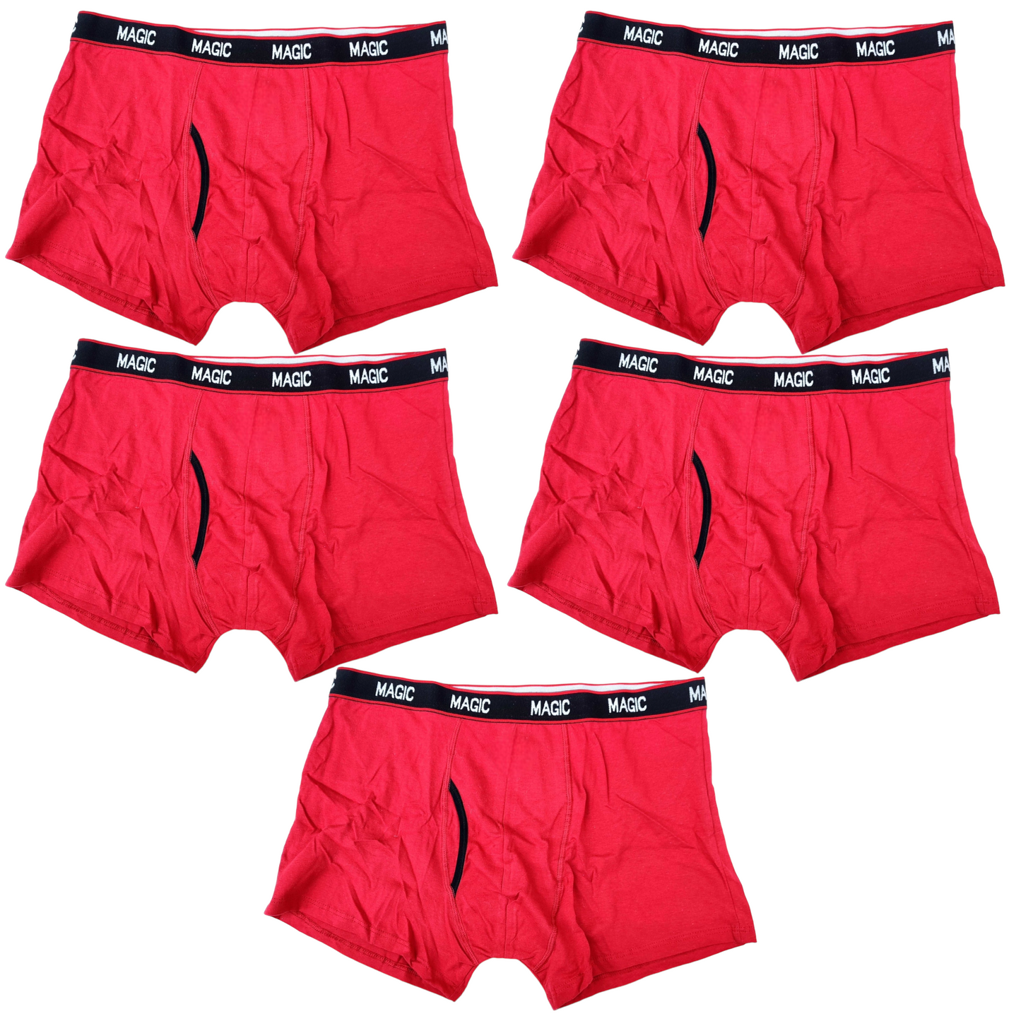 5 Pack Pure Cotton Mens Flyfront Trunks