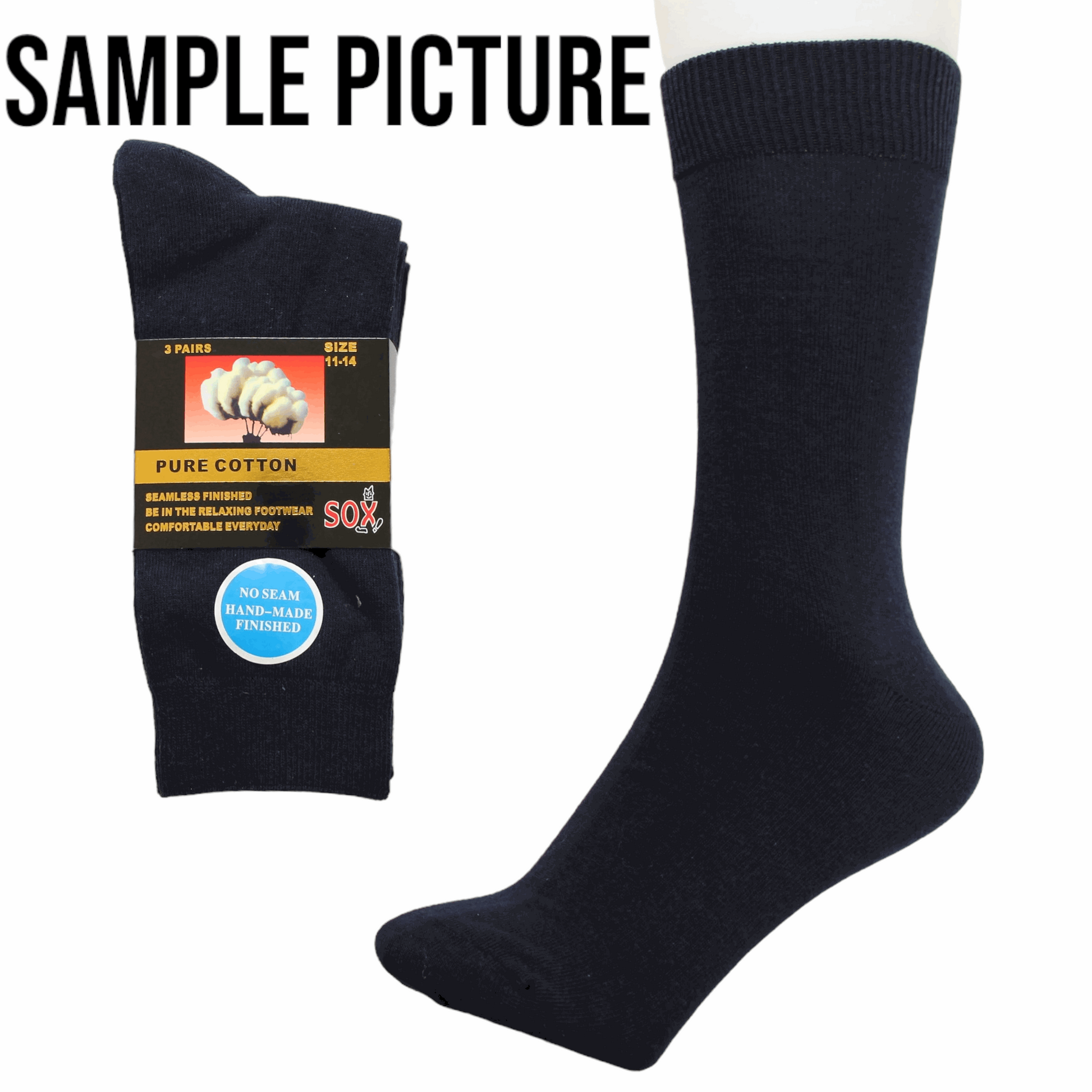 3 Pack Pure Cotton Seamless Socks