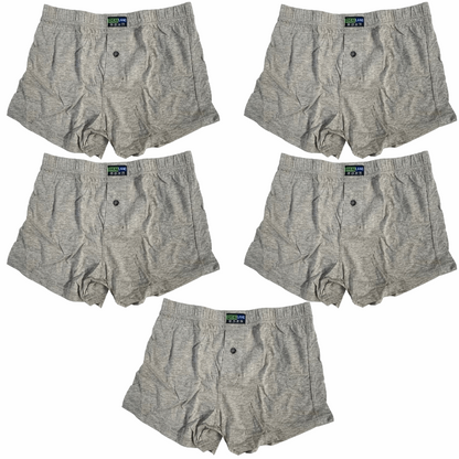 5 Pack Plain Pure Cotton Mens Flyfront Boxers Underwear