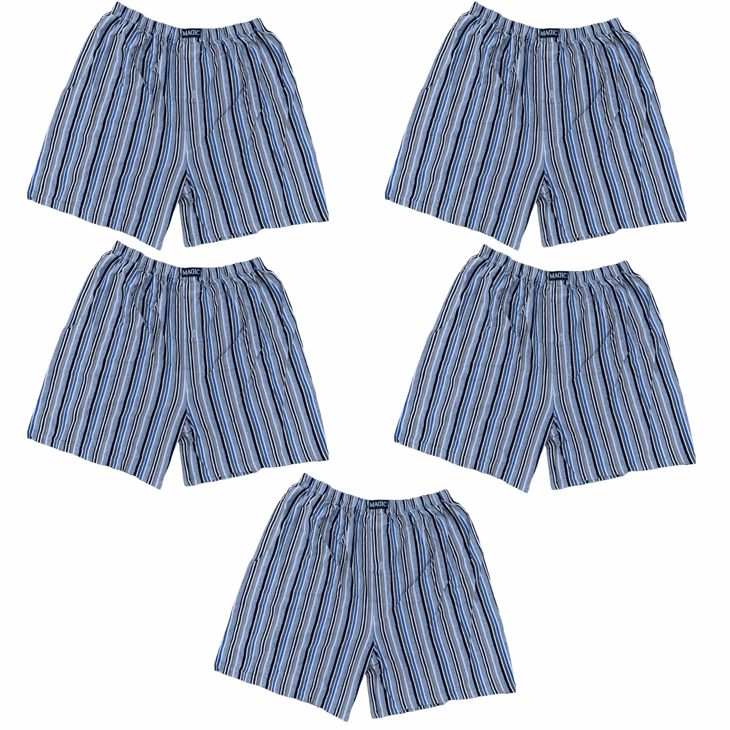 5 Pack 100% Pure Cotton Striped Mens Boxers