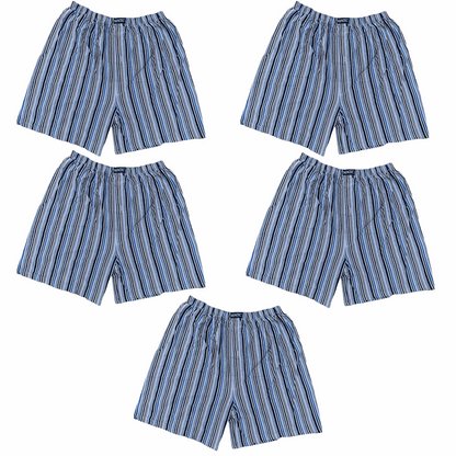 5 Pack 100% Pure Cotton Striped Mens Boxers