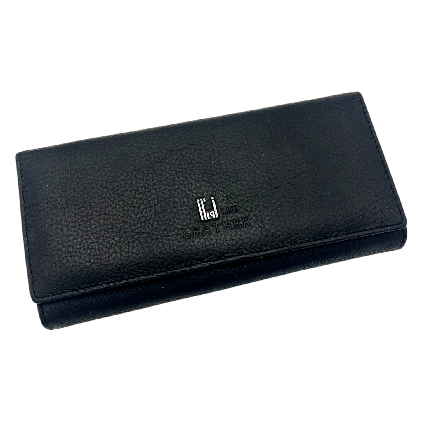 Ladies Luxury RFID Blocking Large Cowhide Leather Purse - Black Wallet