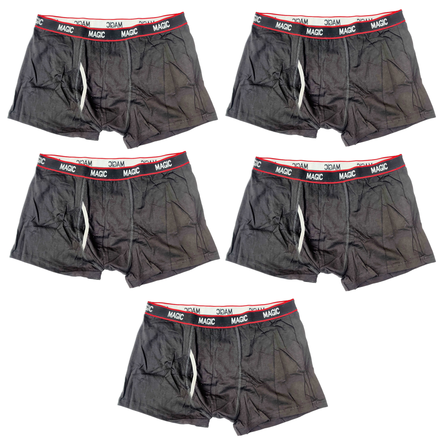 5 Pack Pure Cotton Mens Flyfront Trunks