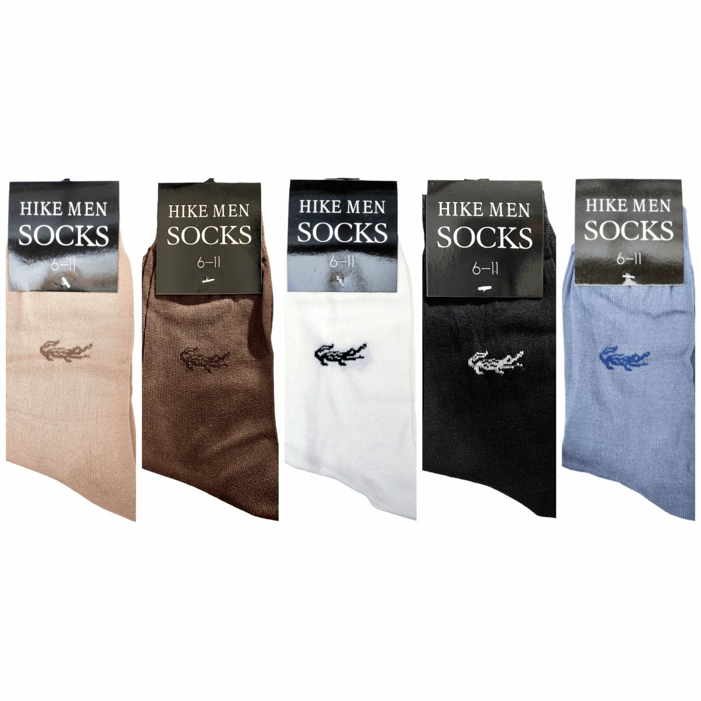 Mercerised Cotton Alligator Print Hike Men Crew Socks - Sox Magic