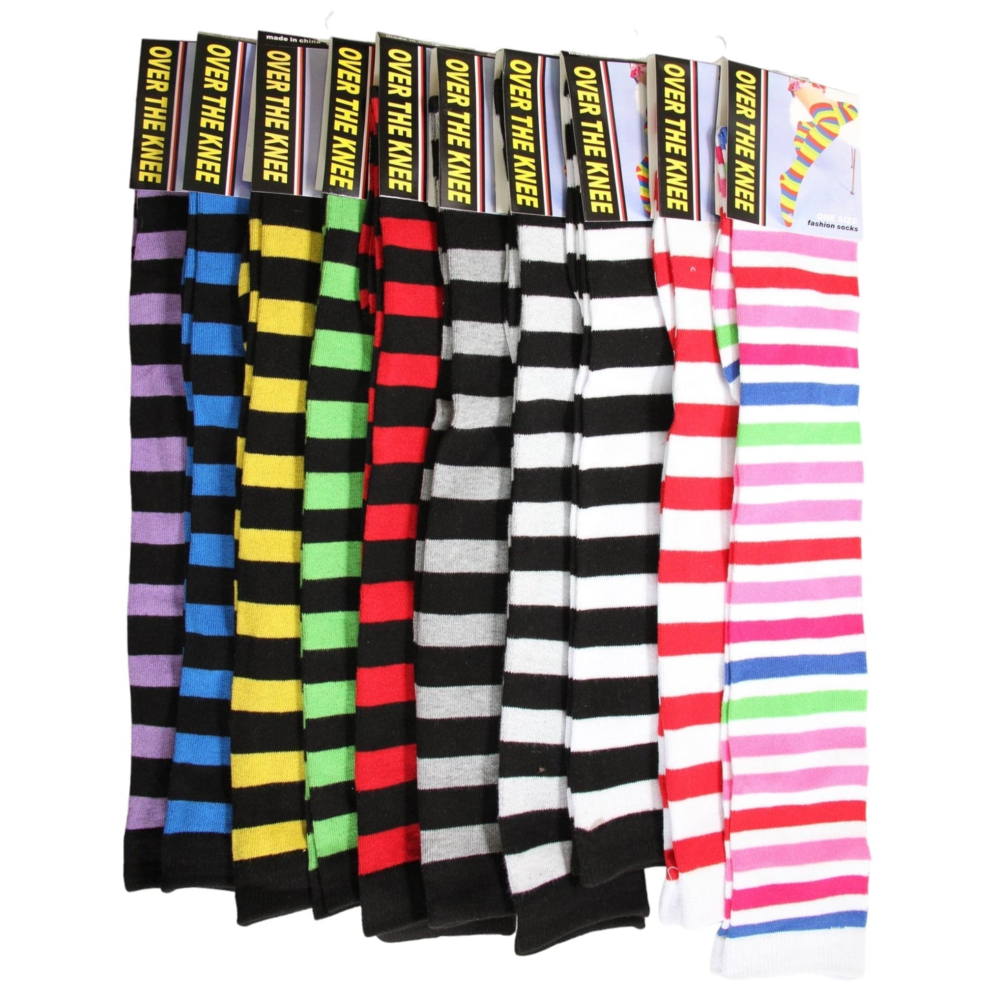 Pure Cotton Striped Over The Knee Socks - Sox Magic