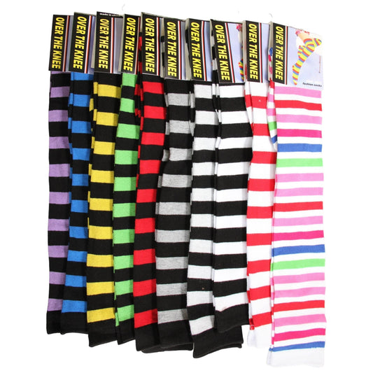 Pure Cotton Striped Over The Knee Socks - Sox Magic