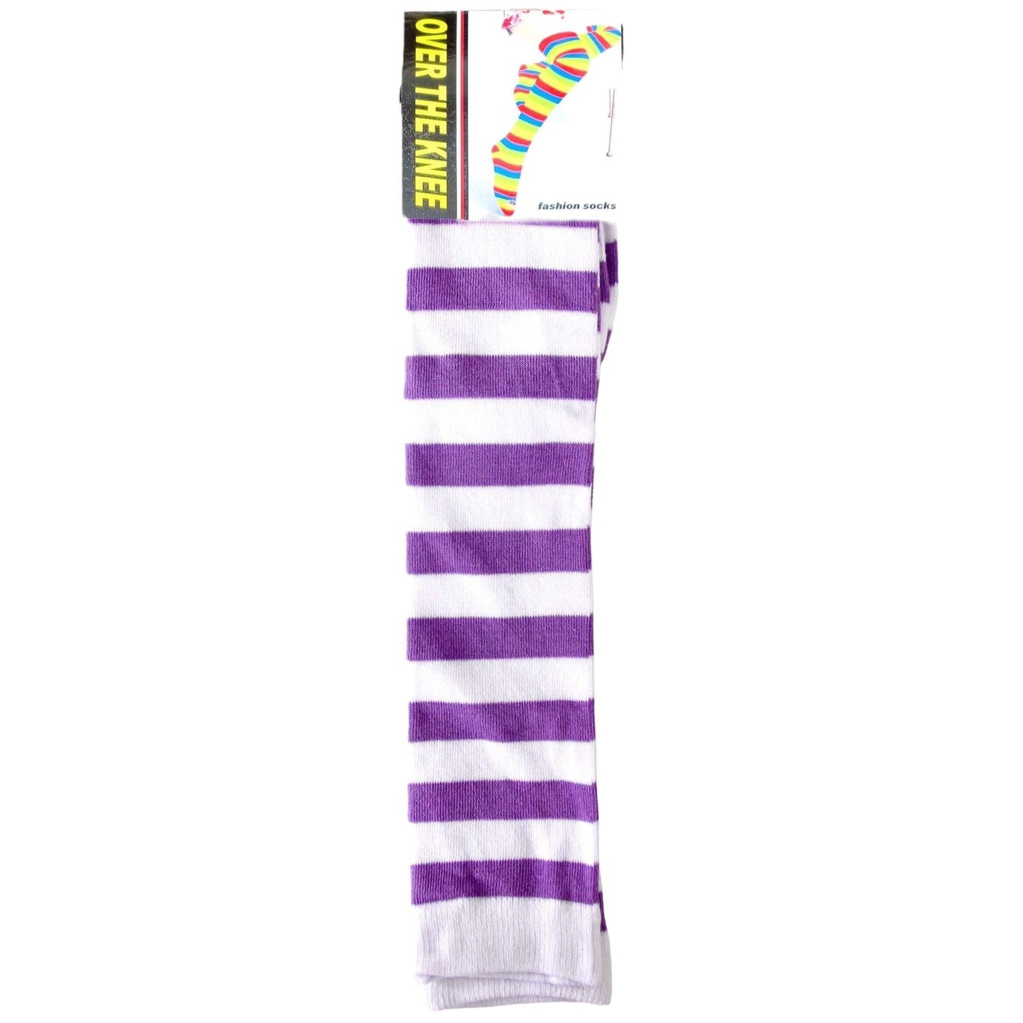 Pure Cotton Striped Over The Knee Socks - Sox Magic