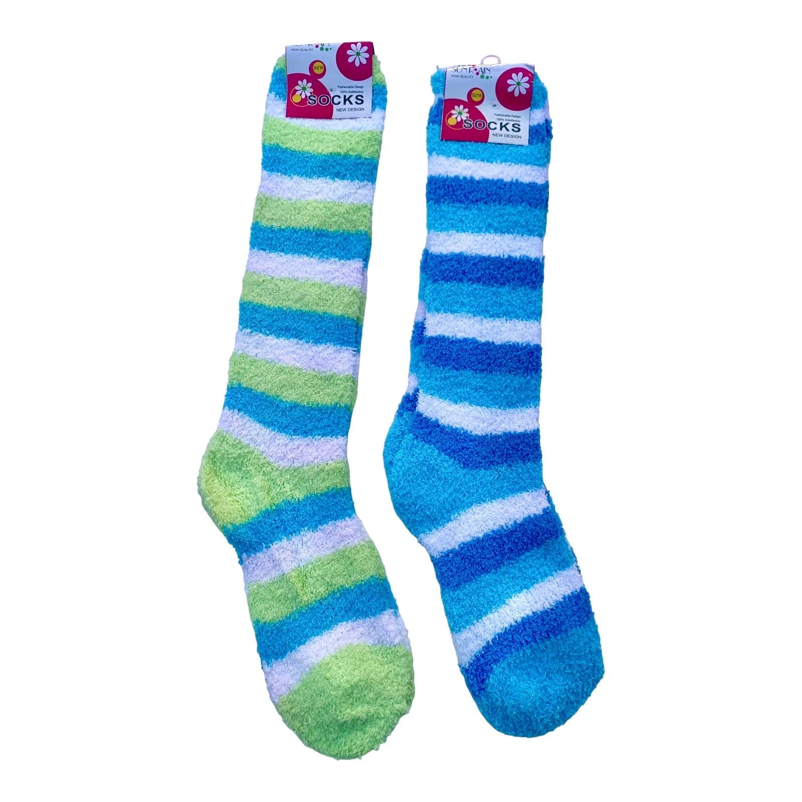 Striped Fluffy Knee High Socks - Sox Magic