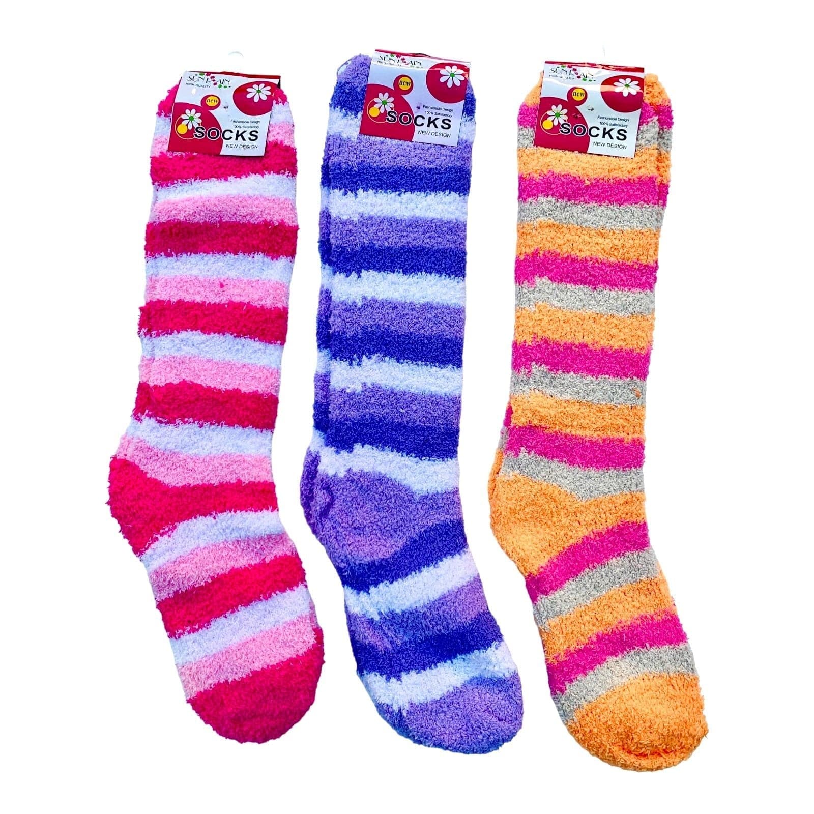 Striped Fluffy Knee High Socks - Sox Magic