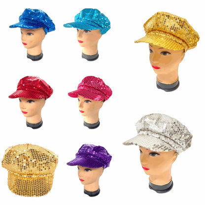 Womens Sparkling Sequin Baker Boy Hat Cap - Sox Magic