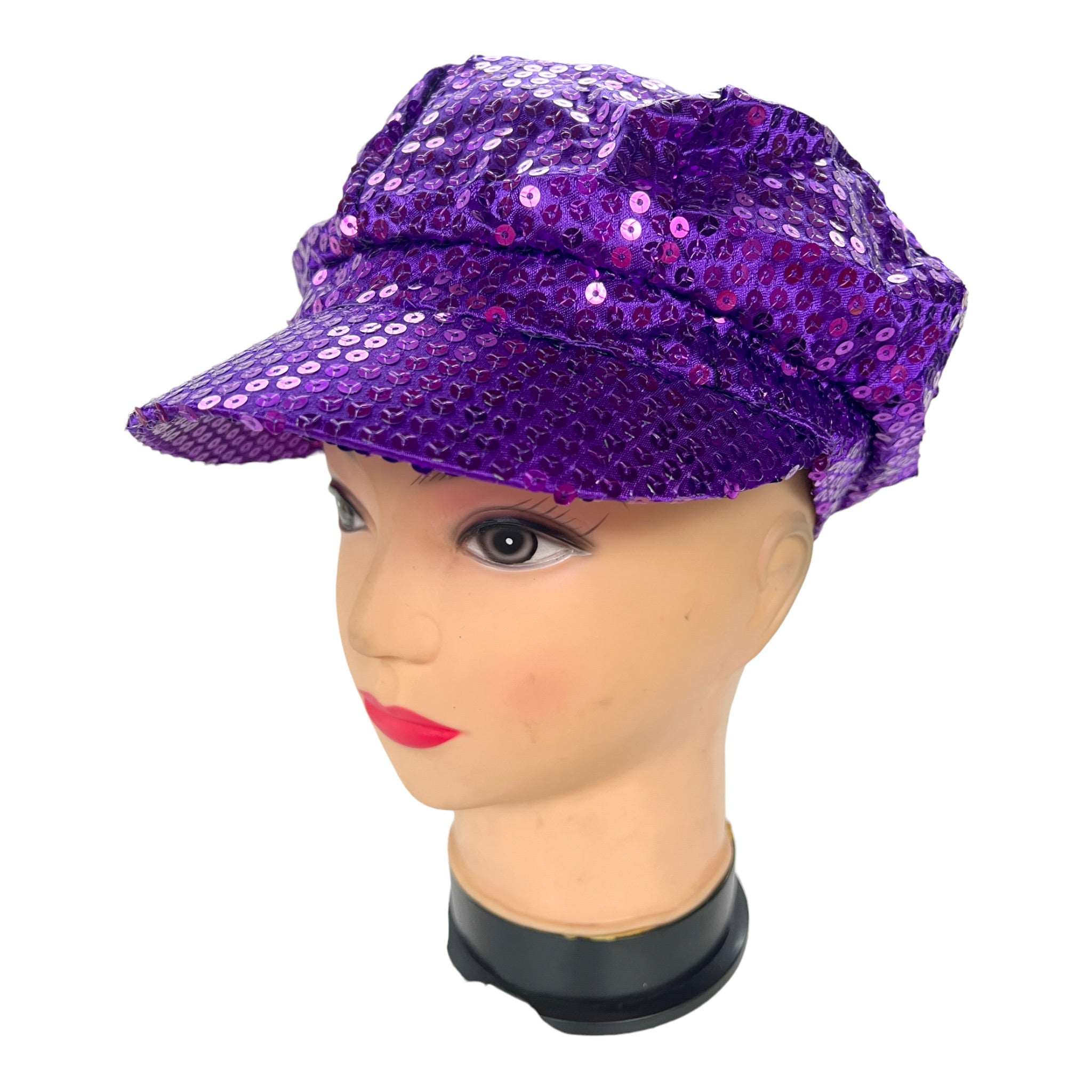 Womens Sparkling Sequin Baker Boy Hat Cap Sox Magic