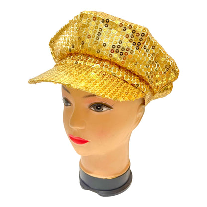 Womens Sparkling Sequin Baker Boy Hat Cap - Sox Magic